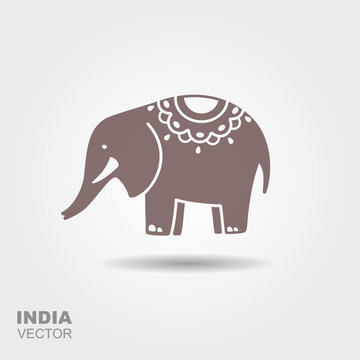 Elephant. Stylized flat icon with shadow