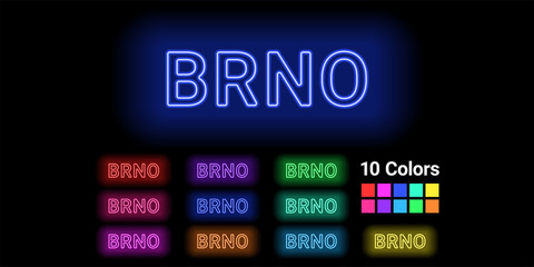 Fototapeta premium Neon name of Brno city