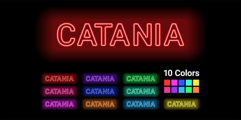 Neon name of Catania city