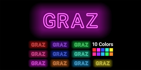 Neon name of Graz city