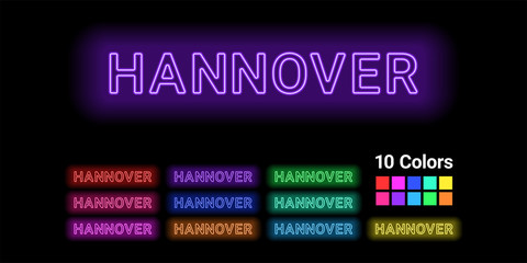 Neon name of Hannover city