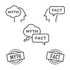 Myth and Fact icons. Editable line vector.