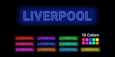 Neon name of Liverpool city