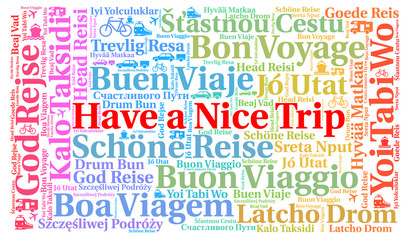 Have a nice trip word cloud in different languages