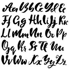 Grunge distress font. Modern dry brush ink letters. Handwritten alphabet. Vector illustration.