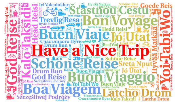 Have a nice trip word cloud in different languages