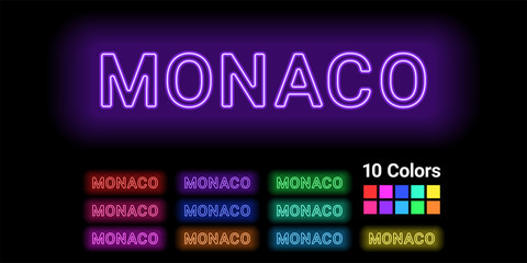 Neon name of Monaco city