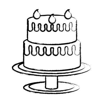 sketch of birthday cake icon over white background, vector illustration © djvstock