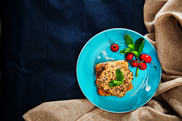 French burger with sauce mustards