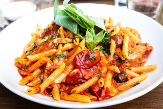 Tasty Pasta Italian Tomato Sauce Pasta On The Table