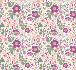 seamless floral background.strawberry, rose,petunia,bluebell.