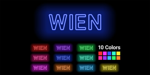 Fototapeta premium Neonowa nazwa miasta Wiednia