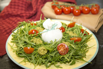 Burrata cheese with vegetables