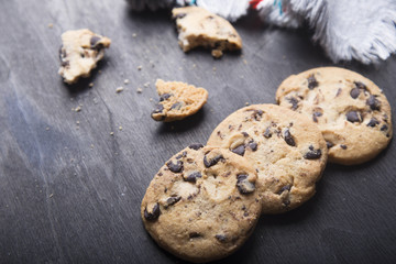 Cookies on dark background.  Tasty and sweet dessert