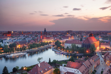 Majestic skyline of Wroclaw city, Poland