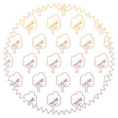 seal stamp with trees pattern over white background, vector illustration