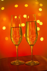Champagne glass in disco party bar