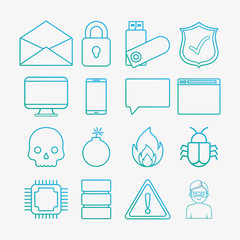 icon set of cyber security concept over white background, colorful design. vector illustration