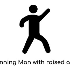Running Man with raised arm icon isolated on white background