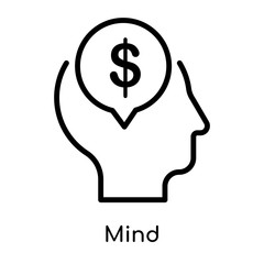 Mind icon isolated on white background