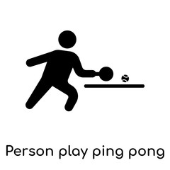 Person play ping pong icon isolated on white background
