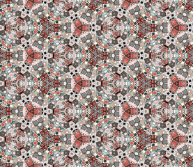 Kaleidoscope abstract seamless pattern, background. Composed of colored geometric shapes. Useful as design element for texture and artistic compositions.