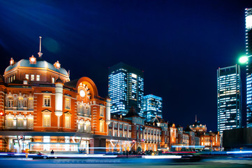 Tokyo station, historic railway station in  Marunouchi business district of Chiyoda, Tokyo, Japan