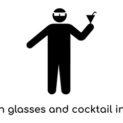 Man with glasses and cocktail in a party icon isolated on white background
