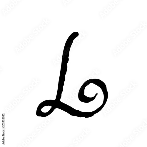 Letter K Handwritten By Dry Brush Rough Strokes Textured Font