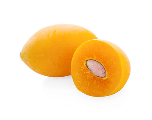 sweet Marian plum thai fruit isolated on white background (Mayongchid Maprang Marian Plum and Plum Mango,Thailand)