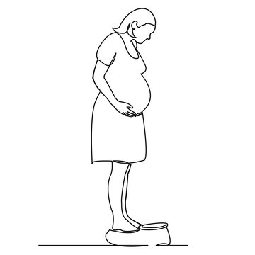 the pregnant woman is weighed on the scales