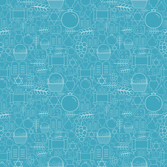 Shavuot holiday flat design white thin line icons seamless pattern