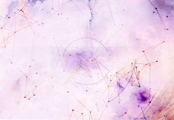 Abstract futuristic background with polygonal plexus shapes. 3D illustration © Corona Borealis