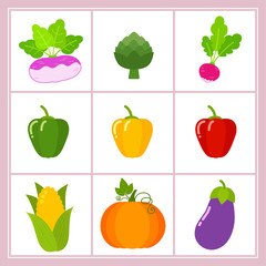 Vector set of cartoon vegetables isolated on white background