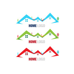 Obraz premium home buildings. Property Logo Template. vector. on white background. icon. blue. red. green