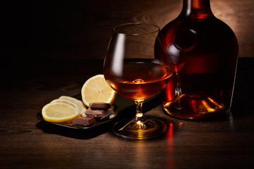 Cognac, lemon and chocolate.