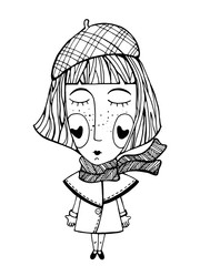 dreaming Frenchwoman. Vector illustration