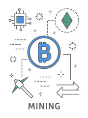 Blockchain mining illustration.