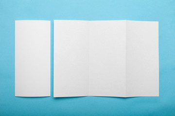 White empty fold leaflet tri fold DL flyer brochure, mockup.