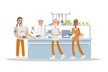 Male prison interior.