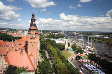 Szczecin, Poland - August 2017. Żaglowce podczas finału The Tall Ship Races w Szczecinie