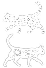 Coloring Page Outline Of cartoon fluffy cat. Coloring book for kids
