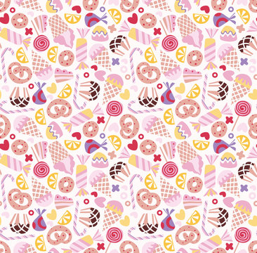 Sweets seamless doodle pattern