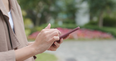 Close up of woman using smart phone