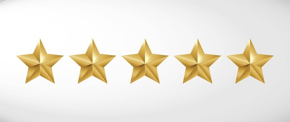 Star rating realistic gold star set vector - 203942306
