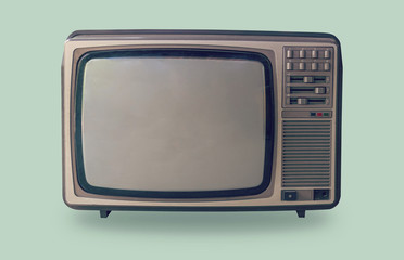 Retro television on pastel color background.