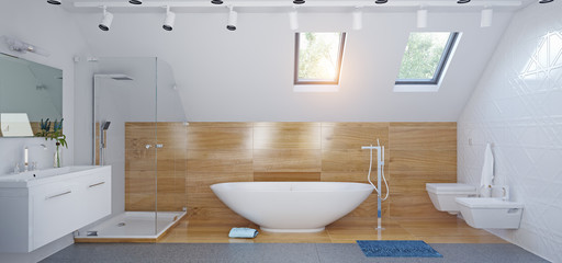 Modern attic Bathroom interior
