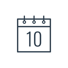Linear icon of the tenth day of the calendar.
