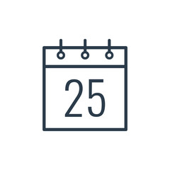 Linear icon of the Twenty-fifth day of the calendar.