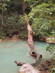 Beautiful and breathtaking green waterfall, Erawan Waterfall  at Kanchanaburi, Thailand